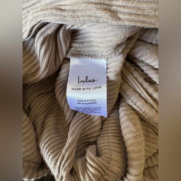 Lulus taupe jumpsuit tie strap ribbed knit size small - Picture 13 of 14